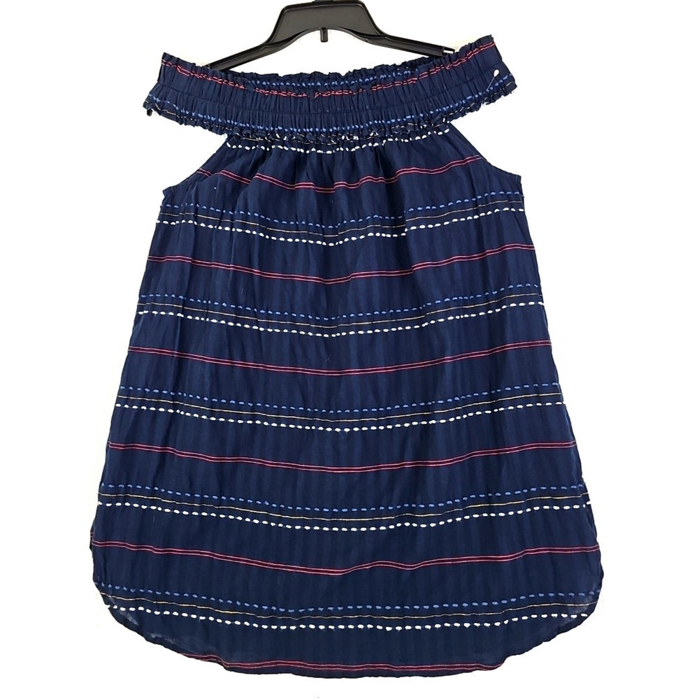 Next~Size UK 16(44)~Navy Blue Tunic Blouse Sleeveless Beachwear Top Off-Shoulder